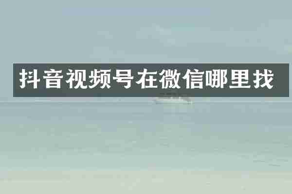 抖音视频号在微信哪里找