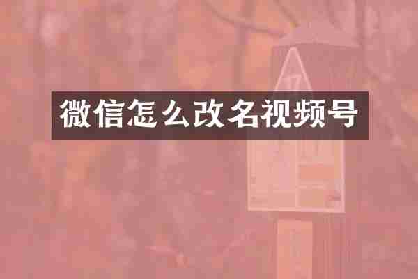 微信怎么改名视频号