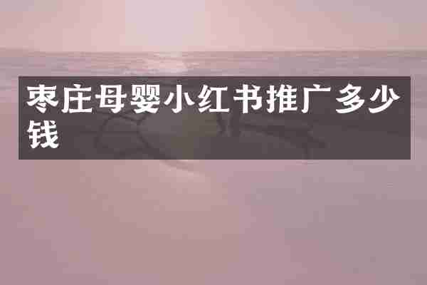 枣庄母婴小红书推广多少钱