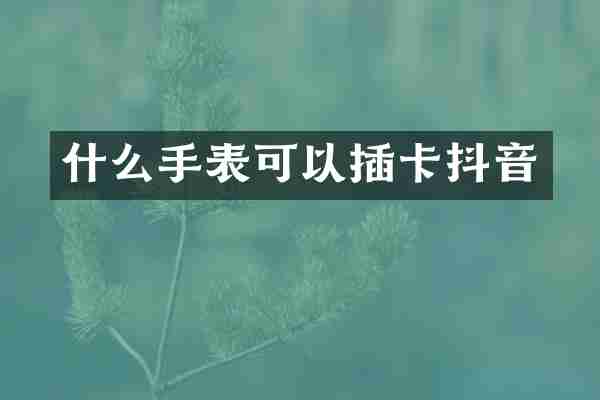 什么手表可以插卡抖音