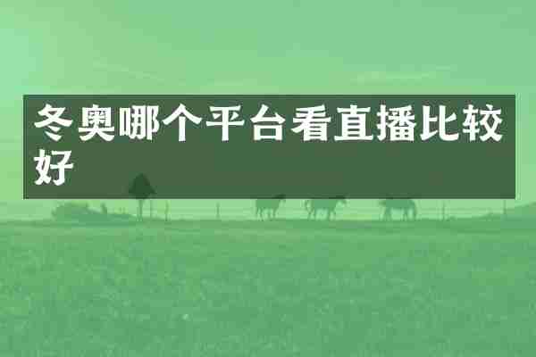冬奥哪个平台看直播比较好