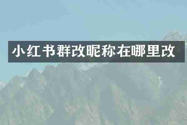 小红书群改昵称在哪里改