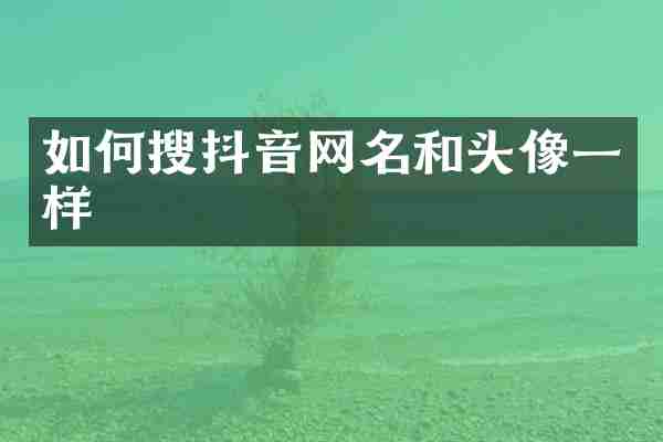 如何搜抖音网名和头像一样