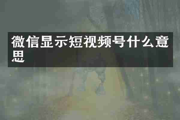 微信显示短视频号什么意思
