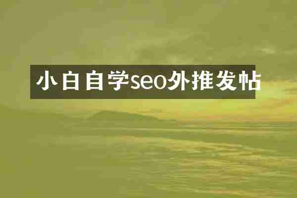 小白自学seo外推发帖