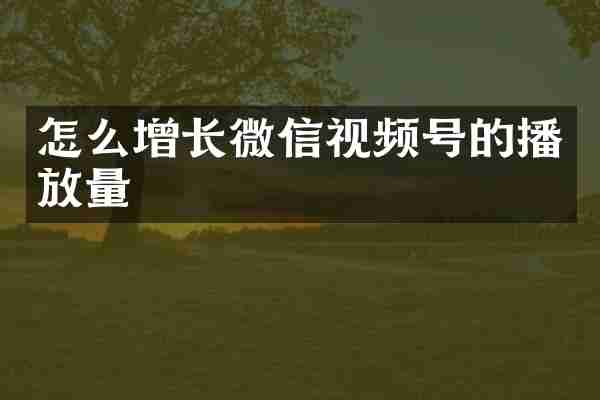 怎么增长微信视频号的播放量