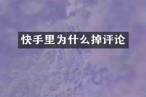 快手里为什么掉评论