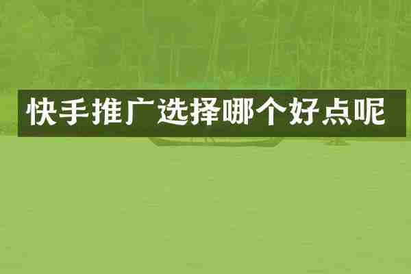 快手推广选择哪个好点呢