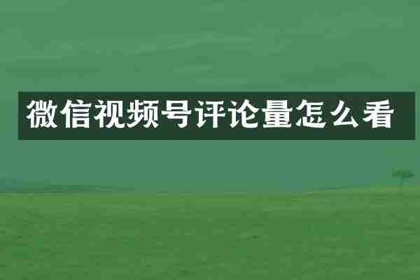 微信视频号评论量怎么看