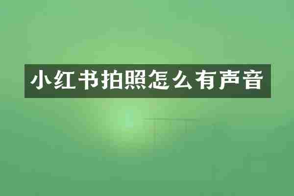 小红书拍照怎么有声音
