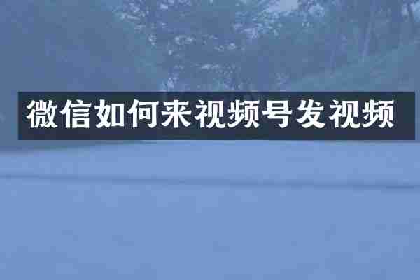微信如何来视频号发视频