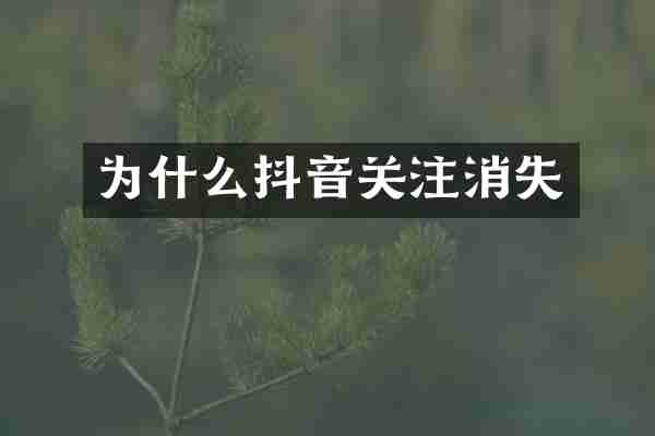 为什么抖音关注消失