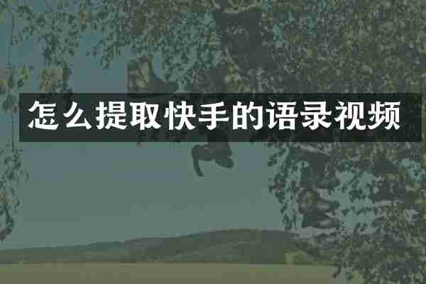 怎么提取快手的语录视频