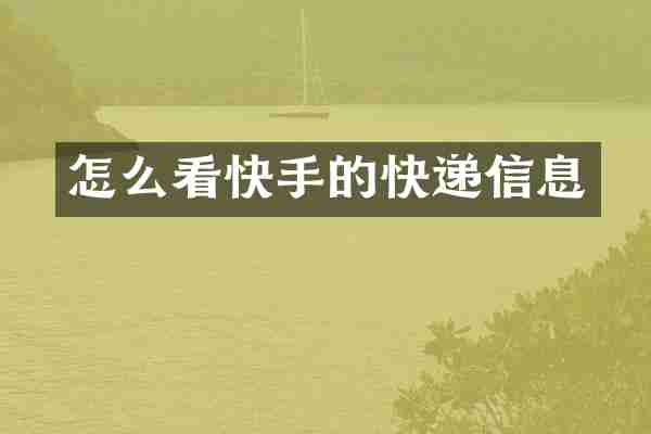 怎么看快手的快递信息