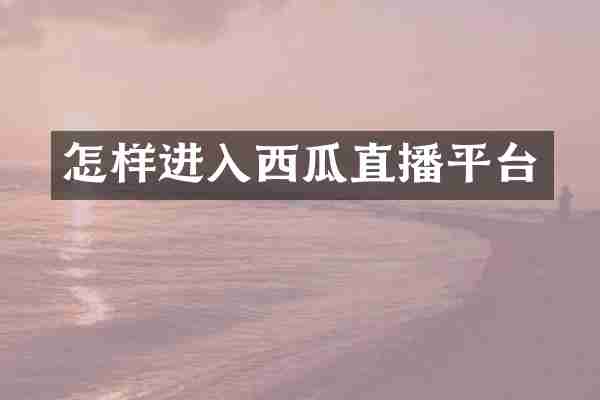 怎样进入西瓜直播平台