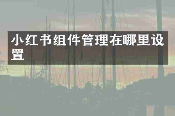 小红书组件管理在哪里设置
