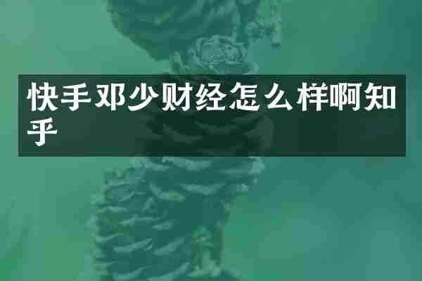 快手邓少财经怎么样啊知乎