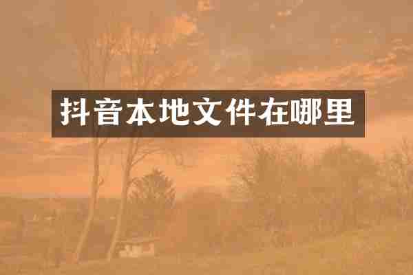 抖音本地文件在哪里