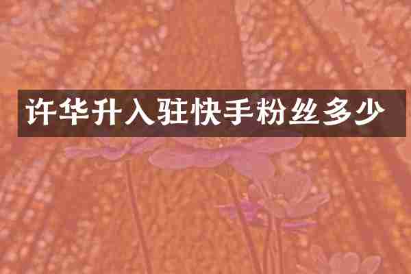 许华升入驻快手粉丝多少