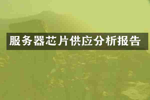 服务器芯片供应分析报告