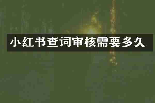 小红书查词审核需要多久