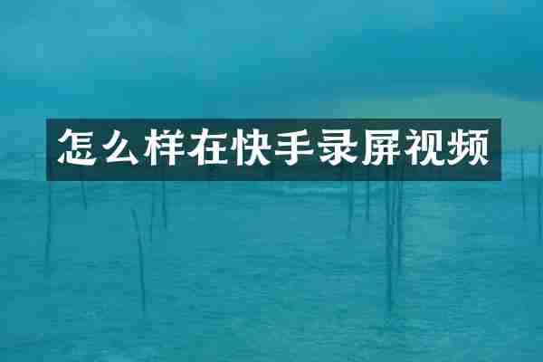 怎么样在快手录屏视频