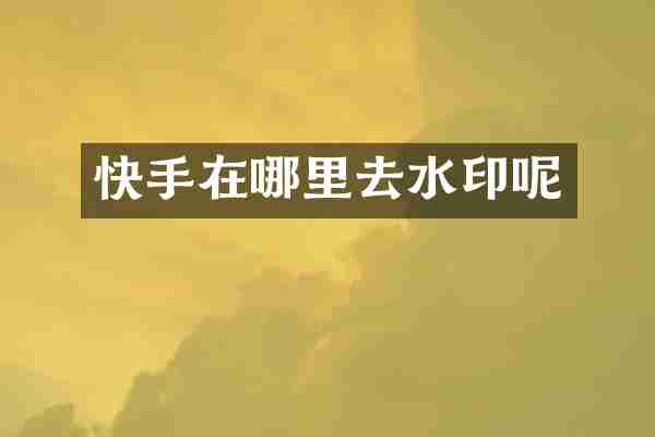 快手在哪里去水印呢