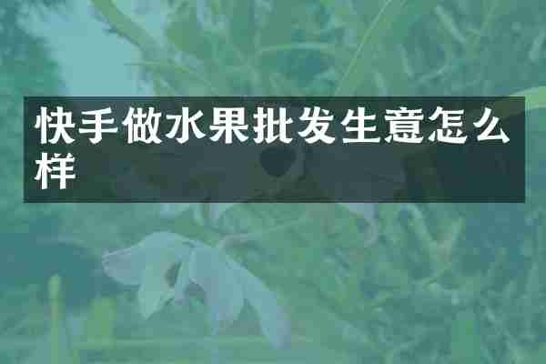 快手做水果批发生意怎么样