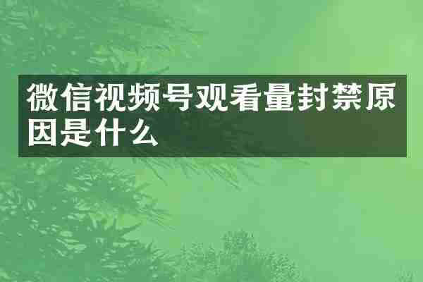 微信视频号观看量封禁原因是什么