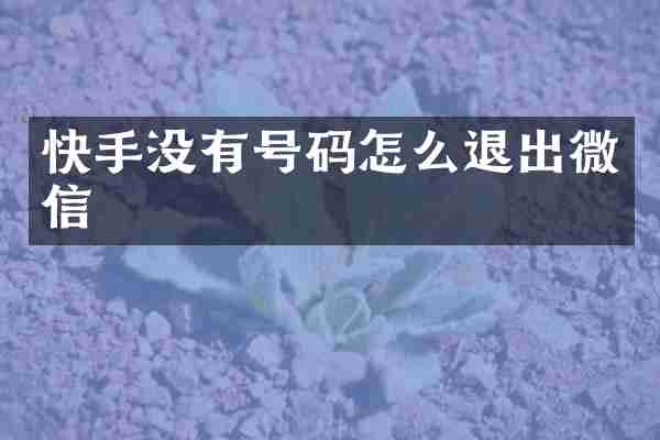 快手没有号码怎么退出微信