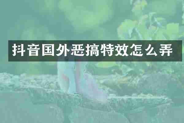 抖音国外恶搞特效怎么弄
