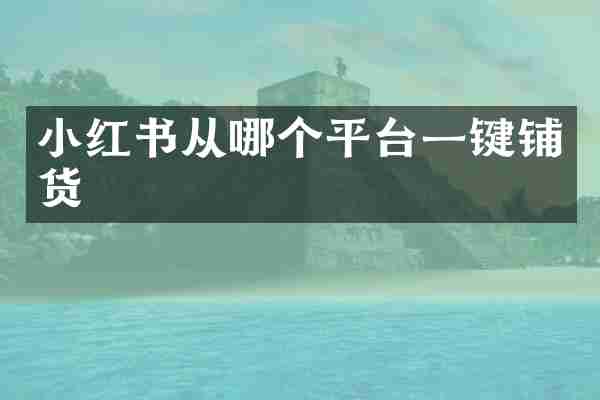 小红书从哪个平台一键铺货