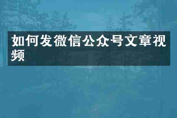 如何发微信公众号文章视频