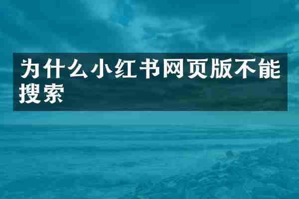 为什么小红书网页版不能搜索