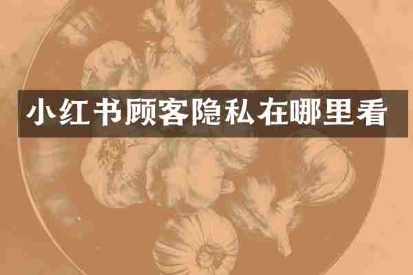 小红书顾客隐私在哪里看