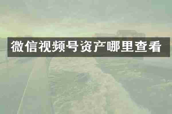 微信视频号资产哪里查看