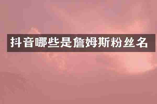 抖音哪些是詹姆斯粉丝名