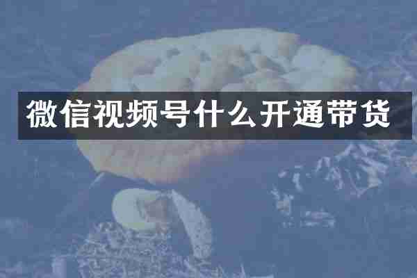 微信视频号什么开通带货