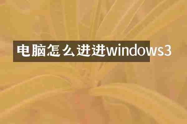 电脑怎么进进windows3