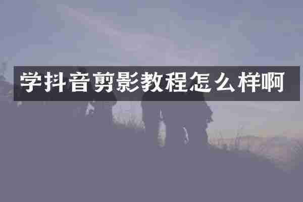 学抖音剪影教程怎么样啊