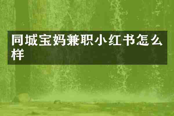 同城宝妈兼职小红书怎么样