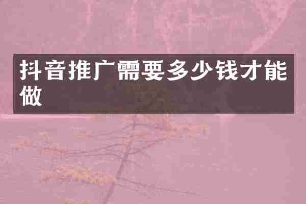 抖音推广需要多少钱才能做