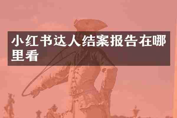 小红书达人结案报告在哪里看