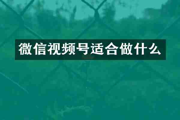 微信视频号适合做什么