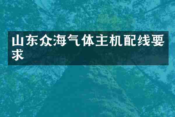 山东众海气体主机配线要求