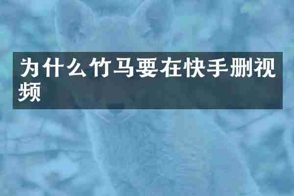 为什么竹马要在快手删视频