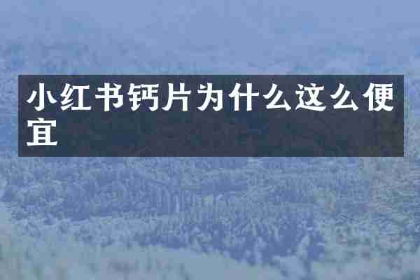 小红书钙片为什么这么便宜