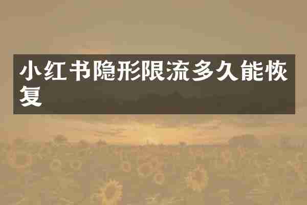 小红书隐形限流多久能恢复