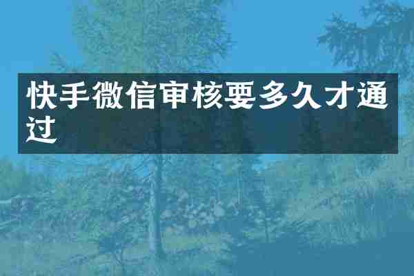 快手微信审核要多久才通过