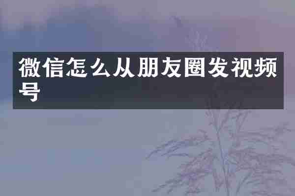 微信怎么从朋友圈发视频号